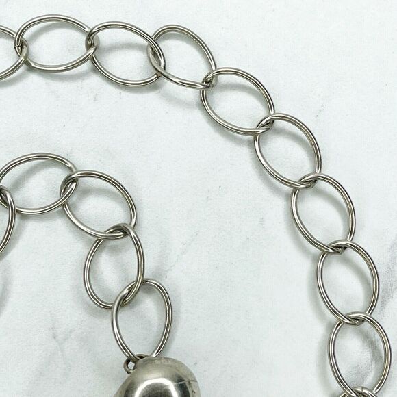 Silver Tone Simple Ball Charm Metal Chain Link Belt Extra Small/Small (XS/S) ✨ - Picture 5 of 10